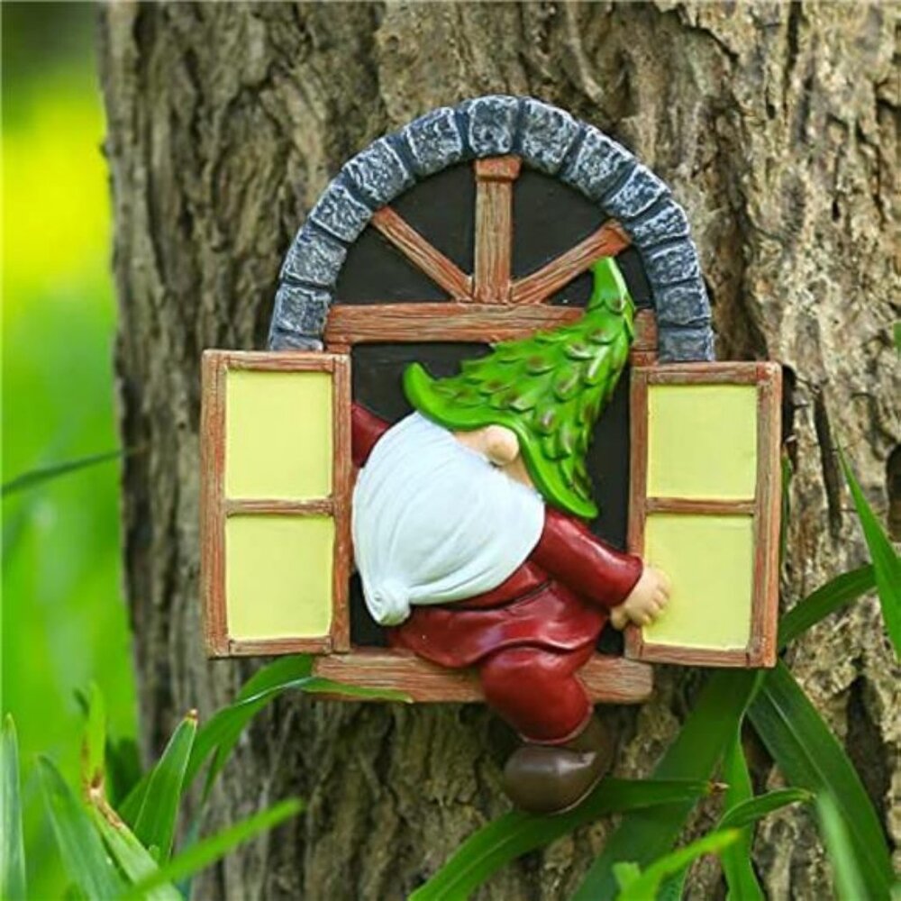 Whimsical Fairy Garden Gnome Statue, Tree Faces Decor Outdoor -5.9 Inch
